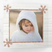 バラ金ゴールドスノーフレーク素朴クリスマス4写真 三つ折りクリスマスカード (内部最初)