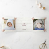 バラ金ゴールドスノーフレーク素朴クリスマス4写真 三つ折りクリスマスカード (内部)