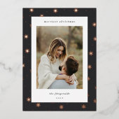 バラ金ゴールドスノーフレーク縁どクリスマスフォト 箔シーズンカード (正面)