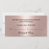 バラ金ゴールドスノーフレーク美しいサロンギフト券 (裏面)