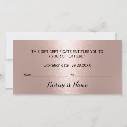 バラ金ゴールドスノーフレーク美しいサロンギフト券 (裏面)