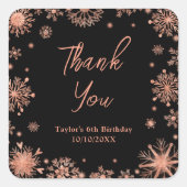 バラ金ゴールドスノーフレーク誕生日サンキューユー スクエアシール (正面)