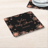 バラ金ゴールドスノーフレーク赤ちゃんシャワー スクエアペーパーコースター (アングル)