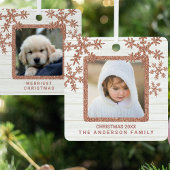 バラ金ゴールドスノーフレーク2フォトシック両面 メタルオーナメント