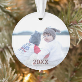 バラ金ゴールドスノーフレーク2面クリスマスフォト オーナメント