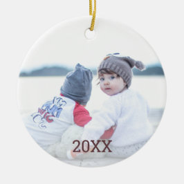 バラ金ゴールドスノーフレーク2面フォトクリスマス セラミックオーナメント