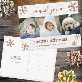 バラ金ゴールドスノーフレーク3写真メリークリスマス ポストカード