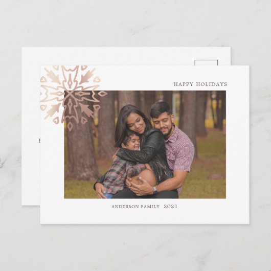 バラ金ゴールドスノーフレーク・ホリデー写真はがき シーズンポストカード (正面/裏面)
