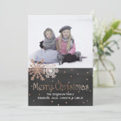 バラ金ゴールドスノーフレークChristmas Photo Greeting Card シーズンカード (スタンド正面)