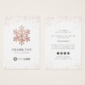バラ金ゴールドスノーフレークChristmas Thank You Insert (正面&裏面)