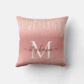 バラ金ゴールドスパルクルダイヤモンドモノグラムスクリプト クッション (裏面)