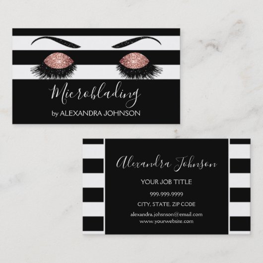 バラ金ゴールドスパークリーグリッターモダンマイクロブレイディング 名刺 (正面/裏面)