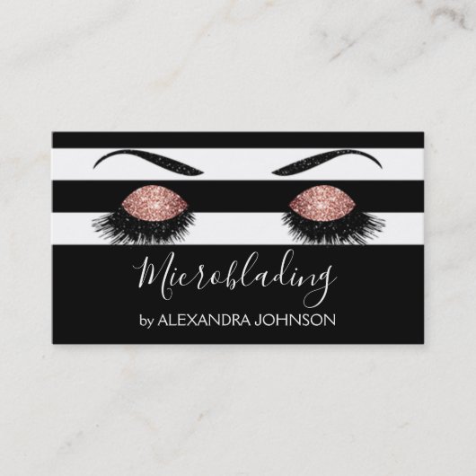 バラ金ゴールドスパークリーグリッターモダンマイクロブレイディング 名刺 (正面)