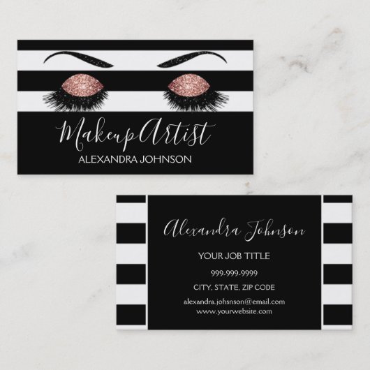 バラ金ゴールドスパークリーグリッターモダンメイクアップアーティスト 名刺 (正面/裏面)