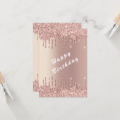 バラ金ゴールドスパークリーグリッター誕生日カード カード (正面/裏面インサイチュ)