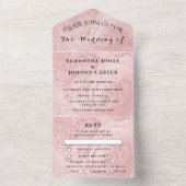 バラ金ゴールドスパークルエレガントRSVPモダン結婚の全て オールインワン招待状 (内側)