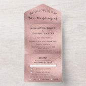 バラ金ゴールドスパークルエレガントRSVPモダン結婚の オールインワン招待状 (内側)