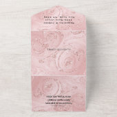 バラ金ゴールドスパークルエレガントRSVP写真結婚s オールインワン招待状 (外側)