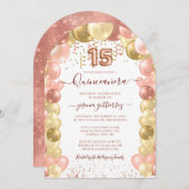 バラ金ゴールドスパークルキンセアニラバルーン 招待状 (正面/裏面)