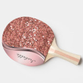 バラ金ゴールドスパークルグラムきらきら光るメパーソナライズされたタル 卓球ラケット (横)