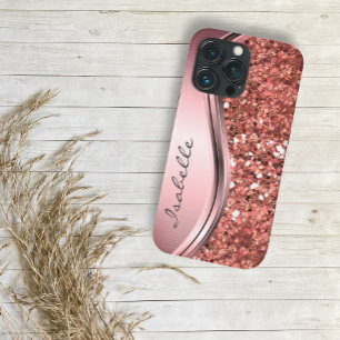バラ金ゴールドスパークルグラムきらきら光るメパーソナライズされたタル Case-Mate iPhone 14 PLUSケース