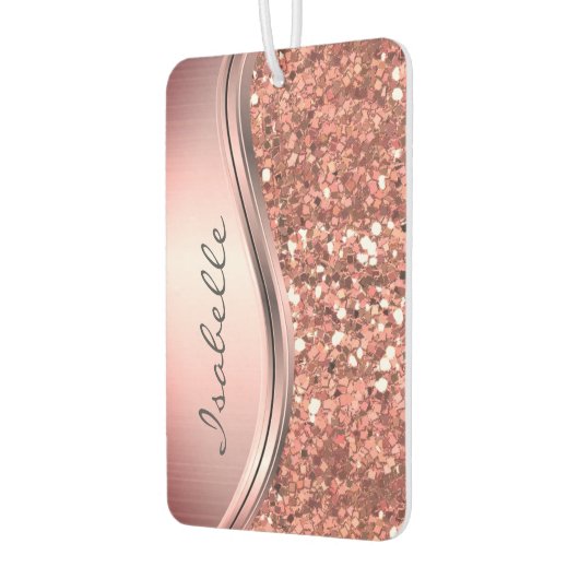 バラ金ゴールドスパークルグラムグリッター金パーソナライズされた属 カーエアーフレッシュナー (左)