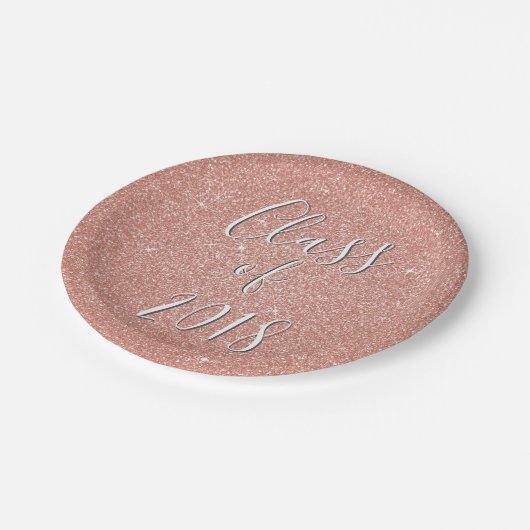 バラ金ゴールドスパークルグリッターの卒業クラス ペーパープレート (アングル)