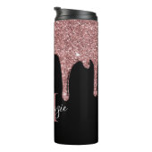 バラ金ゴールドスパークルグリッタードリップスモノグラムブラック タンブラー (回転右)