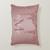 バラ金ゴールドスパークルグリッタードリップスモノグラムベビー アクセントクッション (正面(垂直))