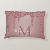 バラ金ゴールドスパークルグリッタードリップスモノグラムベビー アクセントクッション (裏面)