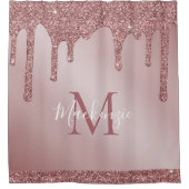 バラ金ゴールドスパークルグリッタードリップスモノグラム シャワーカーテン (正面)