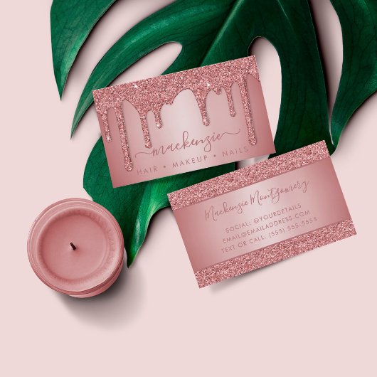 バラ金ゴールドスパークルグリッタードリップスラグジュアリー 名刺