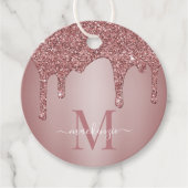 バラ金ゴールドスパークルグリッタードリップス誕生日モノグラム フェイバータグ (正面)