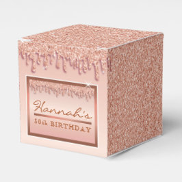 バラ金ゴールドスパークルグリッタードリップ誕生日ギフトボックス フェイバーボックス