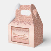 バラ金ゴールドスパークルグリッタードリップ誕生日ギフトボックス フェイバーボックス (正面サイド)