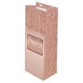 バラ金ゴールドスパークルグリッタードリップ誕生日ギフトボックス ワインギフトバッグ (正面アングル)