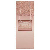 バラ金ゴールドスパークルグリッタードリップ誕生日ギフトボックス ワインギフトバッグ (正面)