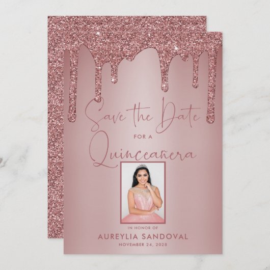 バラ金ゴールドスパークルグリッタードリプスキンセアニラ セーブザデート (正面/裏面)