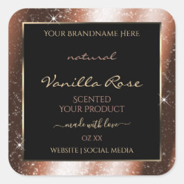 バラ金ゴールドスパークルグリッターフレームGlam製品ラベル スクエアシール