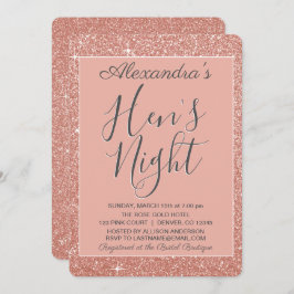 バラ金ゴールドスパークルグリッターヘンズナイトパーティー 招待状
