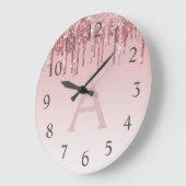 バラ金ゴールドスパークルグリッターモノグラムネーム&イニシャル ラージ壁時計 (傾斜)