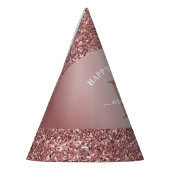 バラ金ゴールドスパークルグリッターモノグラム誕生日 パーティーハット (左)