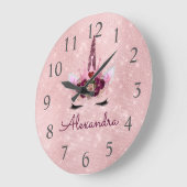 バラ金ゴールドスパークルグリッターユニコーンモノグラム名 ラージ壁時計 (傾斜)