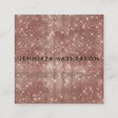 バラ金ゴールドスパークルグリッター美しいスタイリスト スクエア名刺 (正面)