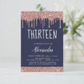 バラ金ゴールドスパークルグリッター13th十三誕生日 招待状 (スタンド正面)