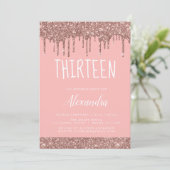 バラ金ゴールドスパークルグリッター13th十三誕生日 招待状 (スタンド正面)