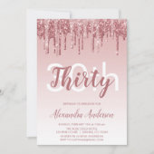 バラ金ゴールドスパークルグリッター30th誕生日パーティー 招待状 (正面)