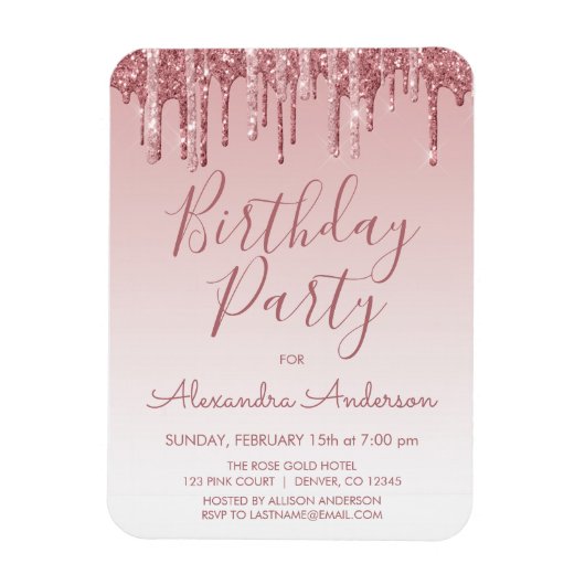 バラ金ゴールドスパークルグリッターanyエイジ誕生日 マグネット (縦)