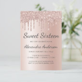 バラ金ゴールドスパークルグリッターSweet sixteen誕生日 招待状 (スタンド正面)