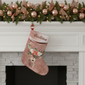 バラ金ゴールドスパークルシカかわいらしパーソナライズされた スモールクリスマスストッキング